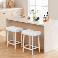 Set di 2 sgabelli da bar Garvee, 24 pollici, in similpelle, seduta imbottita, struttura in metallo, ergonomici, bianchi, per isola cucina e bar