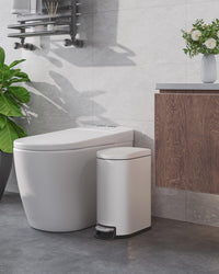 Garvee Bidone Per Rifiuti Bagno 2,6 Galloni Acciaio Inox Bianco, Pedale Resistente, Design Salvaspazio