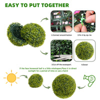 Garvee, set di 4 palline di bosso artificiale da 11,8 pollici, resistenti ai raggi UV, uso manuale, materiale PE, per giardino e ufficio, verde, con tutti i