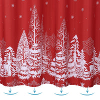 Garvee Kerst Tenda da doccia con motivo albero di Natale e fiocco di neve, impermeabile, 182x183 cm, decorazione per il bagno rossa