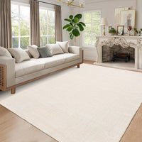 Tappeto Garvee lavabile 8x10 per soggiorno e sala da pranzo, moderno, antiscivolo, antimacchia, beige, pelo corto, poliestere