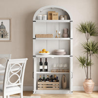 Libreria Garvee con ante, stile rustico, in legno MDF, protezioni angolari in metallo per soggiorno e studio, altezza 71,65", colori legno naturale