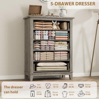 Cassettiera Garvee a 5 cassetti con ampio spazio di archiviazione, in legno MDF, tavolo impermeabile per camera da letto e soggiorno, 31,5x15,8x41,3 pollici, colore naturale