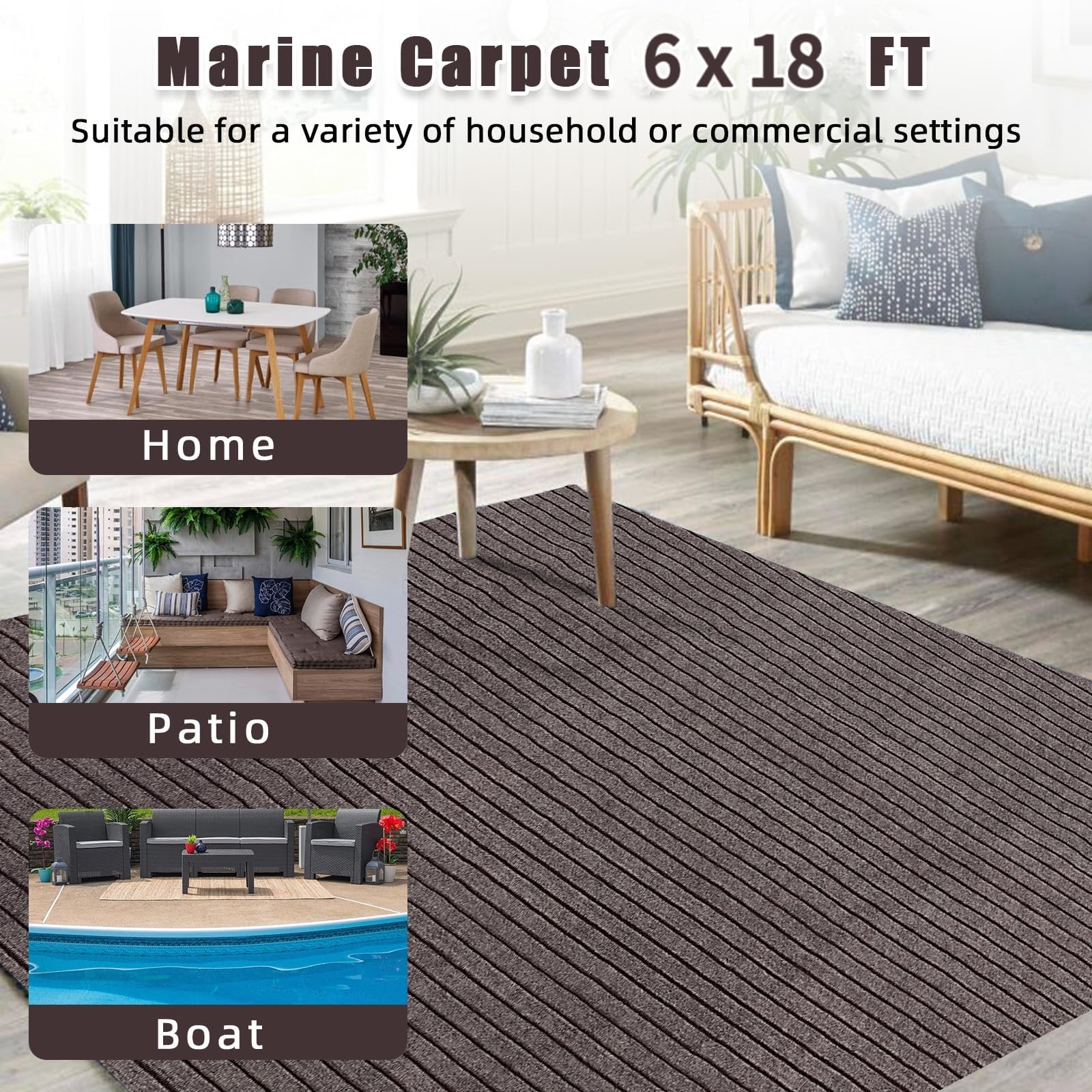 Tappetino antiscivolo per pavimenti per barche Garvee, 1,8x5,5 m, grigio, per esterni, per barche, yacht, SUP, kayak e camper.