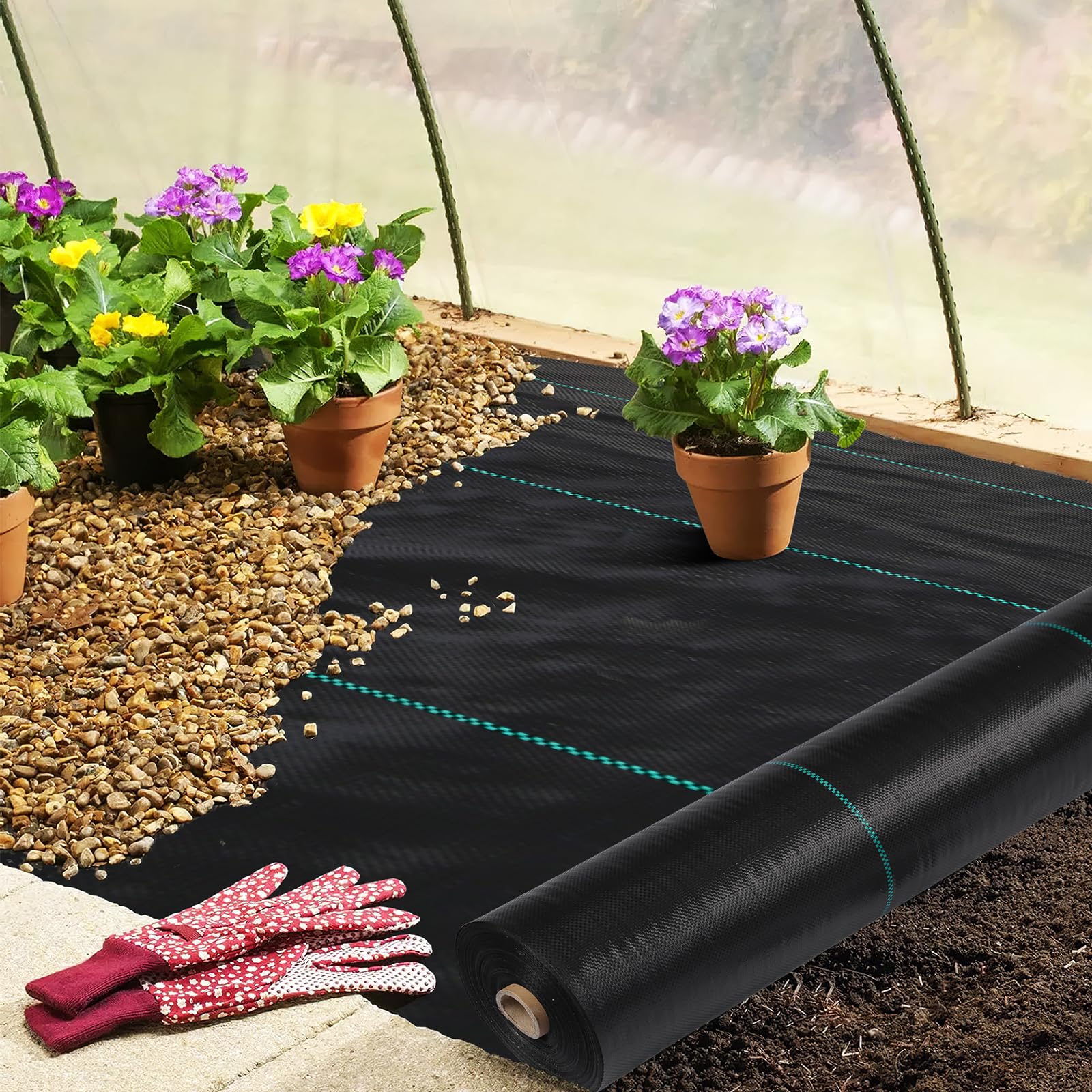 Tessuto anti-erbacce Garvee 3x600 FT in PP resistente, traspirante, resistente ai raggi UV, robusto, per giardino, agricoltura, blu