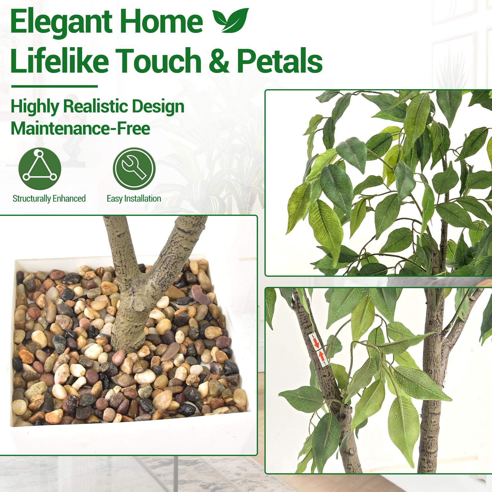 Albero artificiale da interno Garvee da 5 piedi, facile da pulire, durevole, design realistico, decorazione versatile, verde