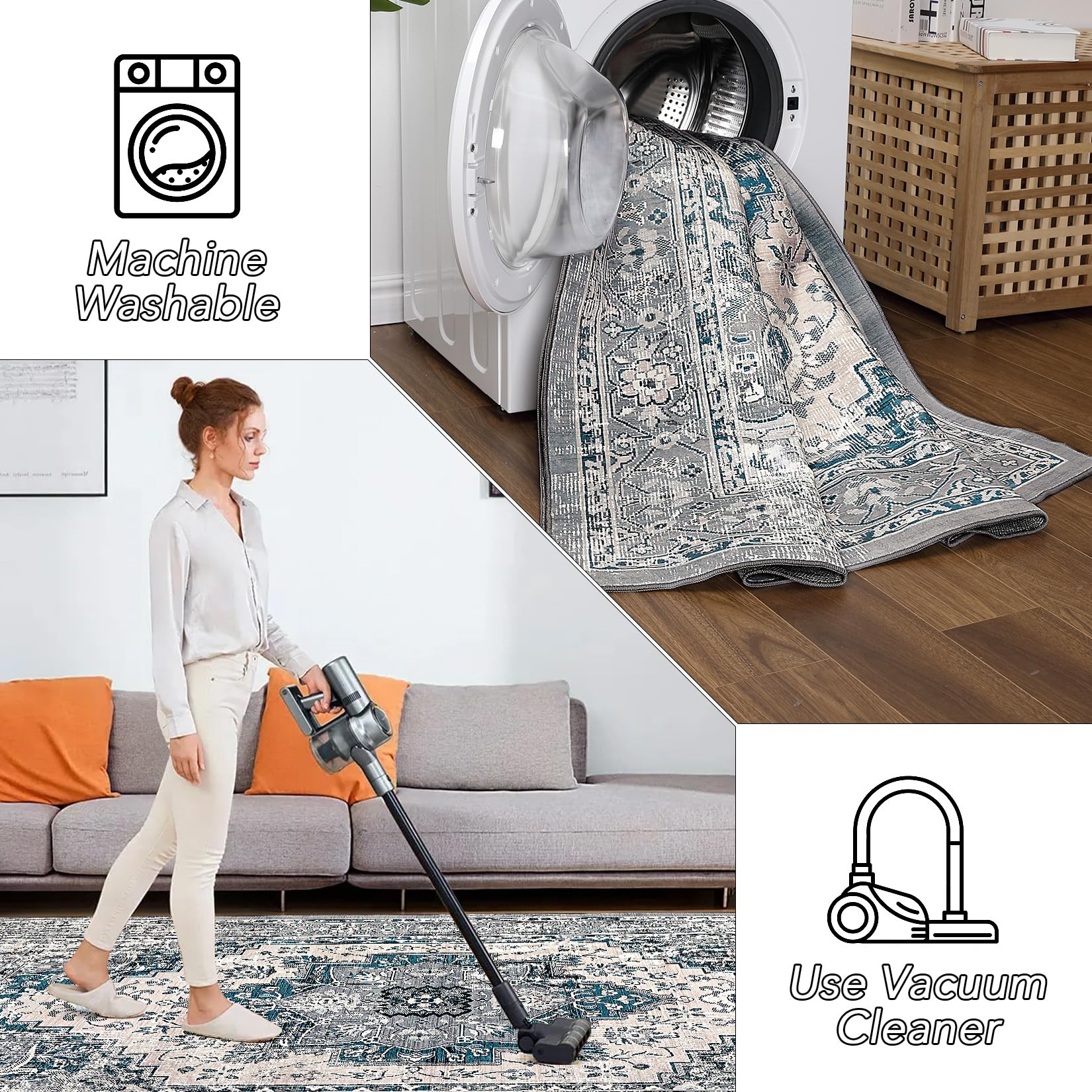 Tappeto persiano Garvee 200 x 290 cm Grigio-Blu
