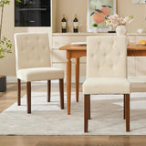 Set di 2 sedie da pranzo Garvee, moderne, imbottite, gambe in legno robusto, tessuto di lino, per sale da pranzo e bar, ergonomiche, leggere - nero