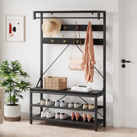 Appendiabiti industriale Garvee con 8 ganci, effetto legno, struttura in metallo, piedini regolabili per corridoio 101.35x39.88x182.88 cm