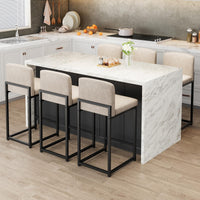 Set di 2 sgabelli da bar Garvee moderni con schienale e poggiapiedi, altezza regolabile, beige, isola cucina e sala da pranzo