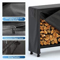 Portalegna Garvee con copertura, 4 piedi, tessuto Oxford impermeabile, resistente alle intemperie, per giardino e patio, robusto, portatile, design ventilato