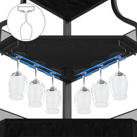 Mobiletto angolare portaoggetti Garvee, 5 ripiani con portabicchieri, ripiani regolabili, struttura in metallo, MDF, porta a battente, nero, per soggiorno e cucina, 47,2 x 45,7 x 152,4 cm