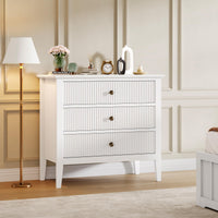 Cassettiera Garvee White Fluted a 3 cassetti, moderna, in legno, per camera da letto, corridoio, 31.5"L x 29.5"A, bianca