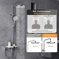 GARVEE Doccia a pioggia senza rubinetto con mensola, sistema doccia regolabile in acciaio inox per doccia, 25 cm rotondo cromato