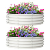 Aiule rialzate Garvee, set da 2, 4x4x1 FT, acciaio zincato, antiruggine, rotonde, bianche, per giardino esterno - Bianco