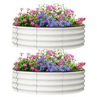Aiule rialzate Garvee, set da 2, 4x4x1 FT, acciaio zincato, antiruggine, rotonde, bianche, per giardino esterno