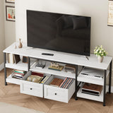 Garvee Mobile TV Industriale 79" con 2 Cassetti, Console Media Rustica, Metallo Nero, per TV Fino a 85" Soggiorno