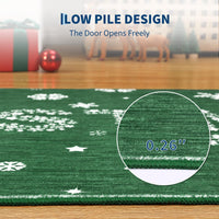 Tappeto natalizio Garvee con alce, albero di Natale, fiocco di neve per corridoio, soggiorno, cucina 80x150 cm verde