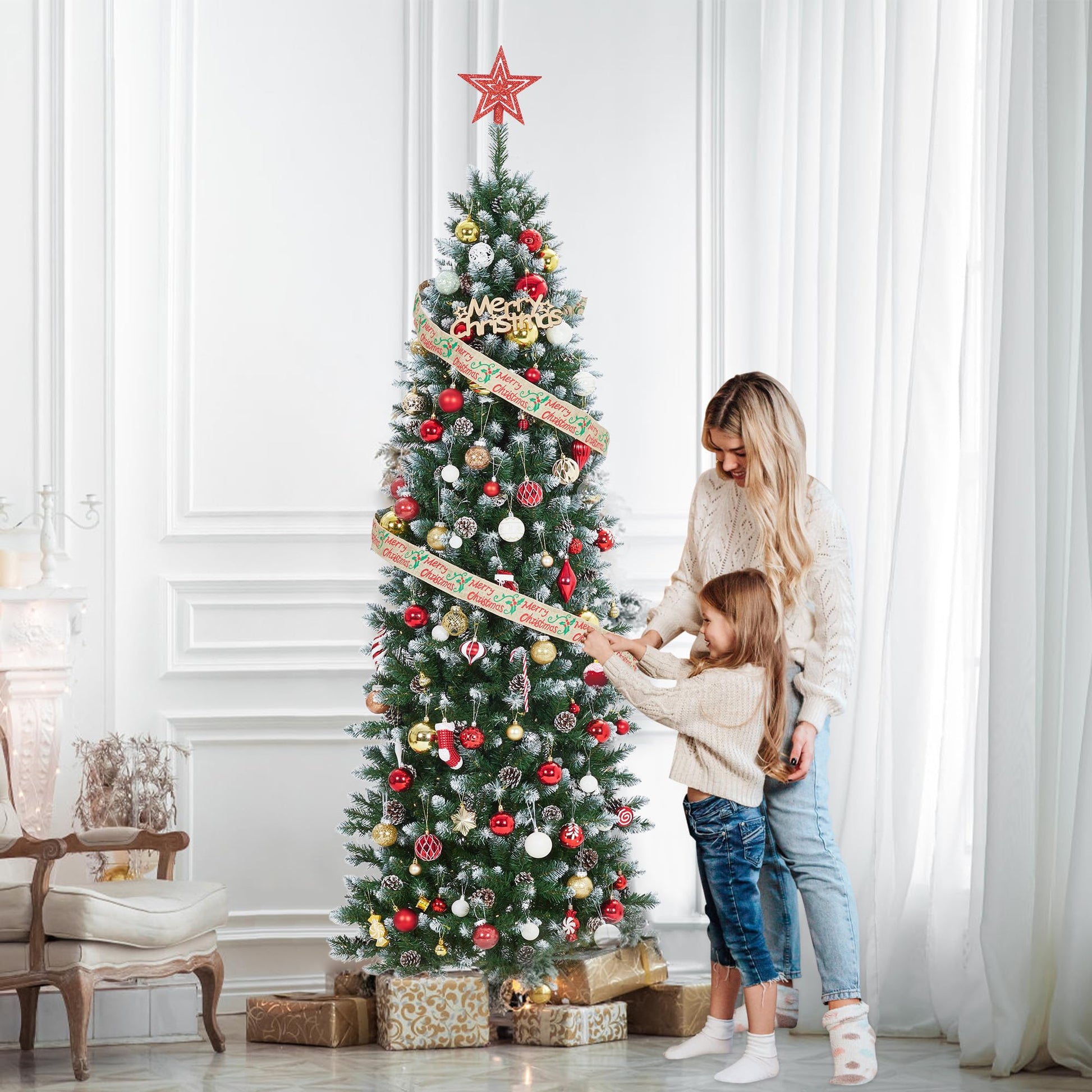 Albero di Natale Artificiale Garvee 182 cm con Supporto Metallico e Borsa
