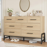 Cassettiera Garvee a 7 cassetti in legno MDF, tavolo impermeabile per camera da letto e soggiorno, design moderno, robusto, 52x16x32 pollici, colore naturale