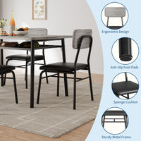 Tavolo da pranzo Garvee per 2 persone con contenitore, struttura in metallo, sedie imbottite, piano in legno MDF, grigio, cucine e appartamenti piccoli