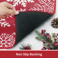 Zerbino natalizio Garvee 50 x 80 cm, rosso, lavabile, antiscivolo, con motivo a fiocco di neve
