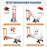 Carrello pieghevole Garvee 3 in 1 con capacità di 770 libbre, pneumatici da 10", lega di alluminio, cinghie elastiche per casa e magazzino, robusto e versatile