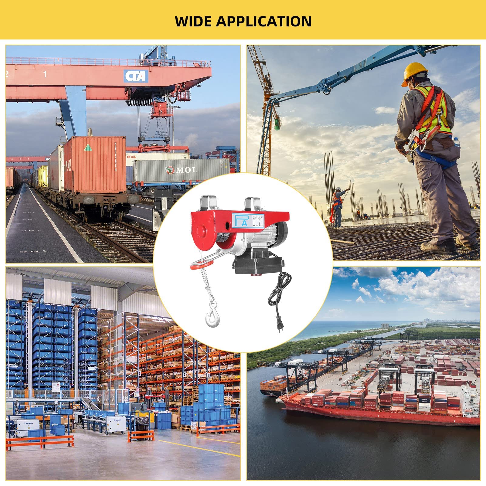 Garvee Electric Lift 850 libbre, paranco automatico per officina, magazzino e industria con freno di sicurezza a distanza per carichi pesanti