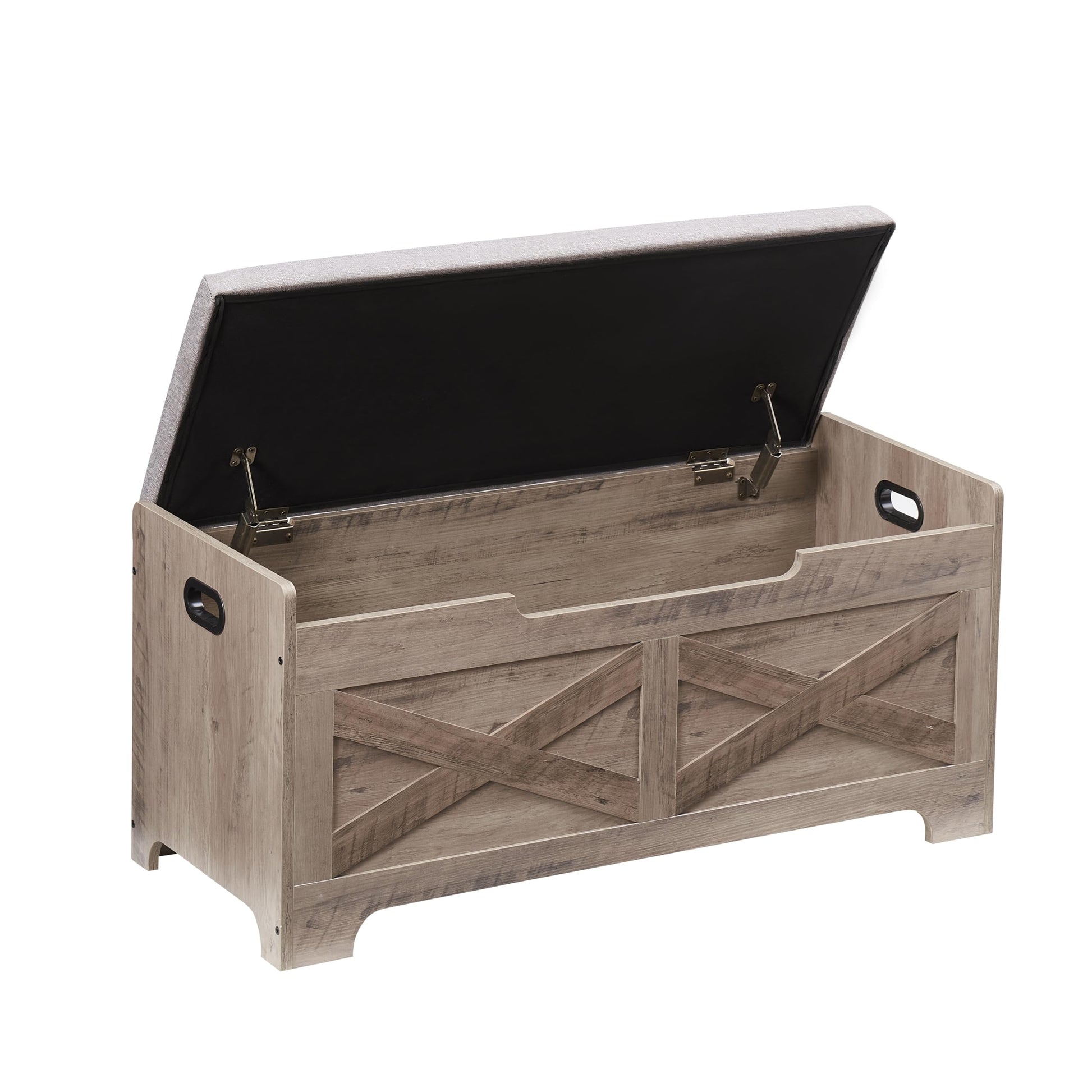 Panca portaoggetti Garvee con serratura di sicurezza, stile fattoria, legno, grigio, per corridoio e camera da letto