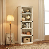 Libreria Garvee Triple Wide a 4 ripiani, grande scaffale aperto in legno, stile industriale, bianca, 67,4" H x 24,6" W x 12,8" D, soggiorno