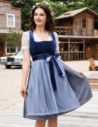 Garvee Dirndl, abito tradizionale da donna, corto e midi, 3 pezzi. Per l'Oktoberfest, grigio bluastro, taglia 46