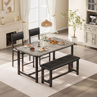 Set da pranzo Garvee per 4 persone con tavolo, seduta imbottite e panca, legno MDF, robusto, salvaspazio, facile da pulire, piccoli appartamenti