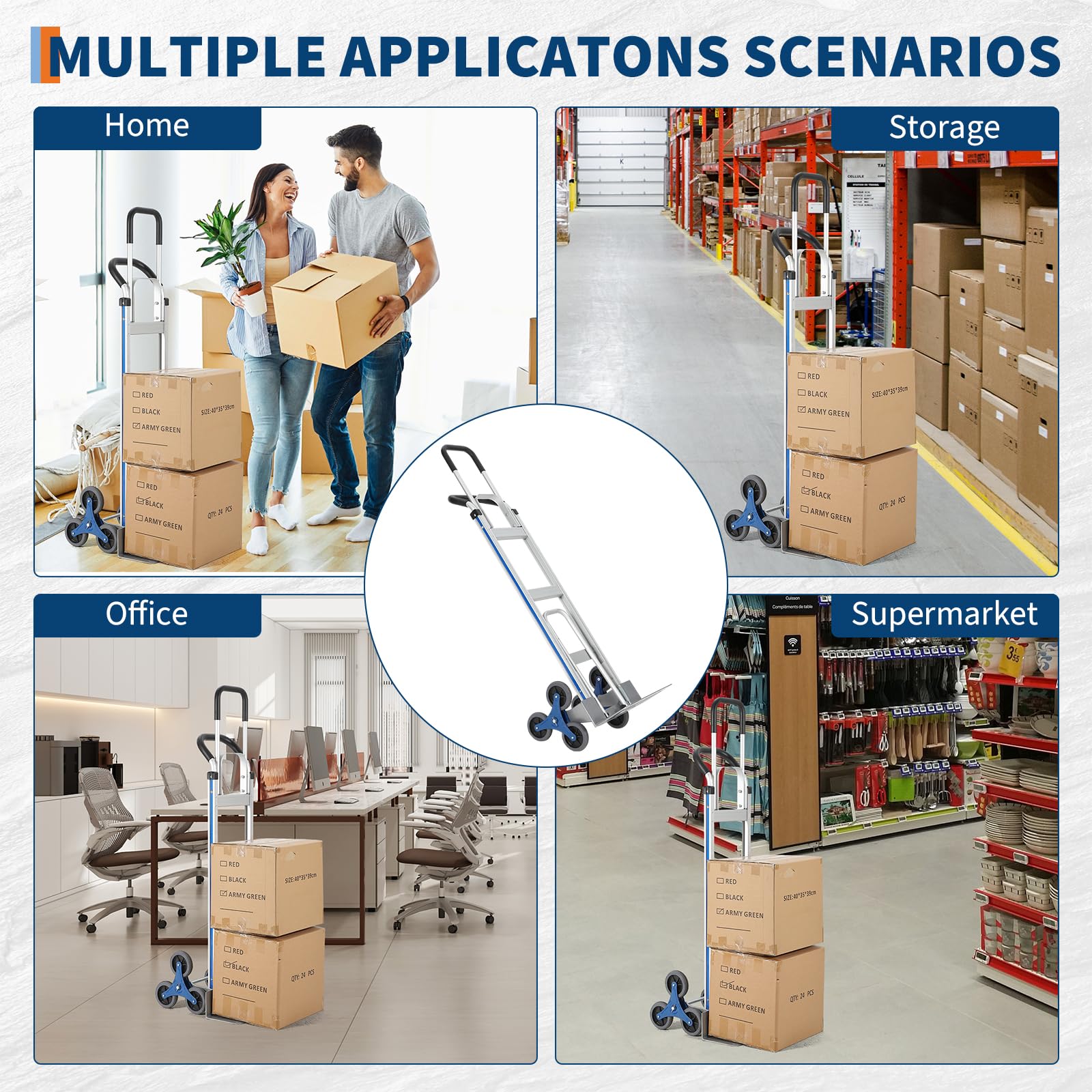 Carrello Trasporto Scale Alluminio Garvee 600 libbre 2 in 1 | Ideale per Festa del Papà, Maniglie Ergonomiche e Ruote TPR