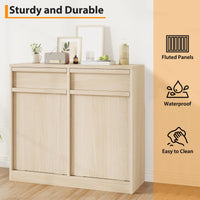 Pattumiera Garvee Modern da 37.85 L, a prova di animali domestici, in legno, autoportante per cucina e soggiorno, salvaspazio, sistema di inclinazione