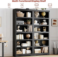 Garvee Libreria 6 Ripiani Alta 191 cm, Scaffale Regolabile, MDF Nero, Stile Rustico per Soggiorno e Studio