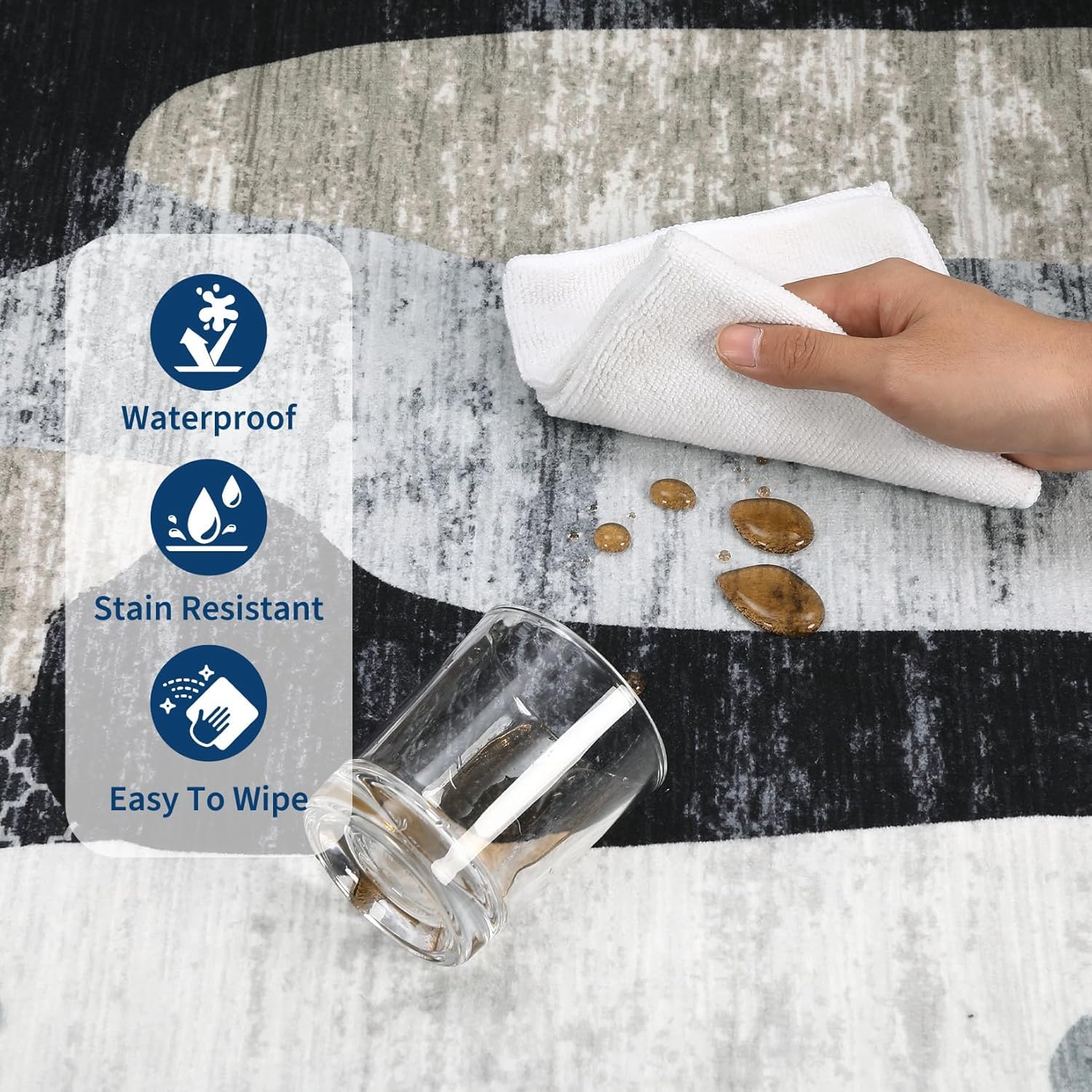 Tappeto moderno astratto Garvee da salotto 160x230 cm a pelo corto antiscivolo lavabile per soggiorno e ufficio