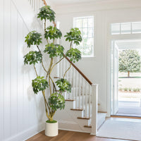 Garvee, albero artificiale da interni alto 7 piedi, ombrellone multi-stelo Schefflera bianco, fioriera in PE, stabile e facile da curare, per casa e ufficio