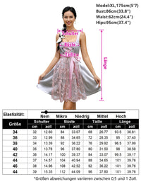 Abito tradizionale Dirndl da donna Garvee con camicetta Dirndl e grembiule per l'Oktoberfest, grigio argento, taglie 34-48