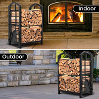 Scaffale in legno Garvee per uso interno ed esterno con attrezzi per camino, 40x30x75 cm, nero, resistente