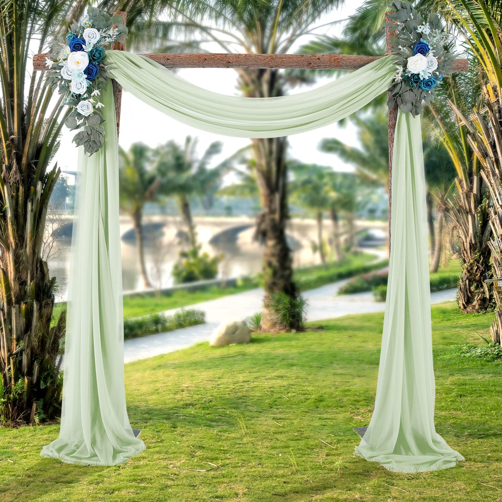 Garvee Wedding Arch Tenda in tulle di mussola trasparente 70x550cm Decorazione per matrimonio grigio-verde