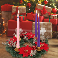 Ghirlanda natalizia Garvee da 13 pollici con portacandele per la decorazione esterna di porte e finestre, rossa