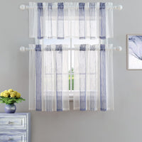 GARVEE Tende trasparenti da cucina blu navy 27x36" in poliestere semitrasparente a righe 2 pannelli per cucina e bagno