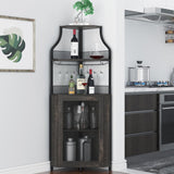 Mobiletto angolare Garvee, 5 ripiani con portabottiglie, portabicchieri, portaoggetti per soggiorno e cucina, 47 x 45 x 152 cm, grigio, salvaspazio, robusto - grigio
