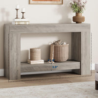 Tavolo consolle Garvee da 47" per corridoio, 2 livelli, legno robusto, rustico, con spazio di archiviazione, soggiorno e ingresso, marrone
