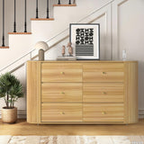 Garvee Cassettiera in Legno 6 Cassetti con Maniglie in Metallo, Design Curvo, Stile Mid-Century, Robusta e Sicura per Camera e Ingresso, Colore Naturale