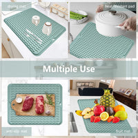 Tappetino drenante in silicone Garvee – Resistente al calore, antiscivolo, bifacciale con foro di scarico per cucina, lavello e uso quotidiano