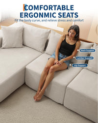 Divano componibile modular Garvee da 108" con chaise longue, comfort senza ossa, a forma di L, tessuto polimerico, divano letto, soggiorno, comodo, versatile