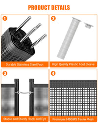 Garvee 4 piedi x 48 piedi recinzione di sicurezza per piscina in rete con piedini in acciaio inossidabile, resistente alle intemperie, regolabile per giardino e piscina, nero