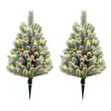 Garvee Set 2 Pezzi Albero Natale Artificiale 75 cm con LED e Bacche Rosse Floccate Bianche Rosse