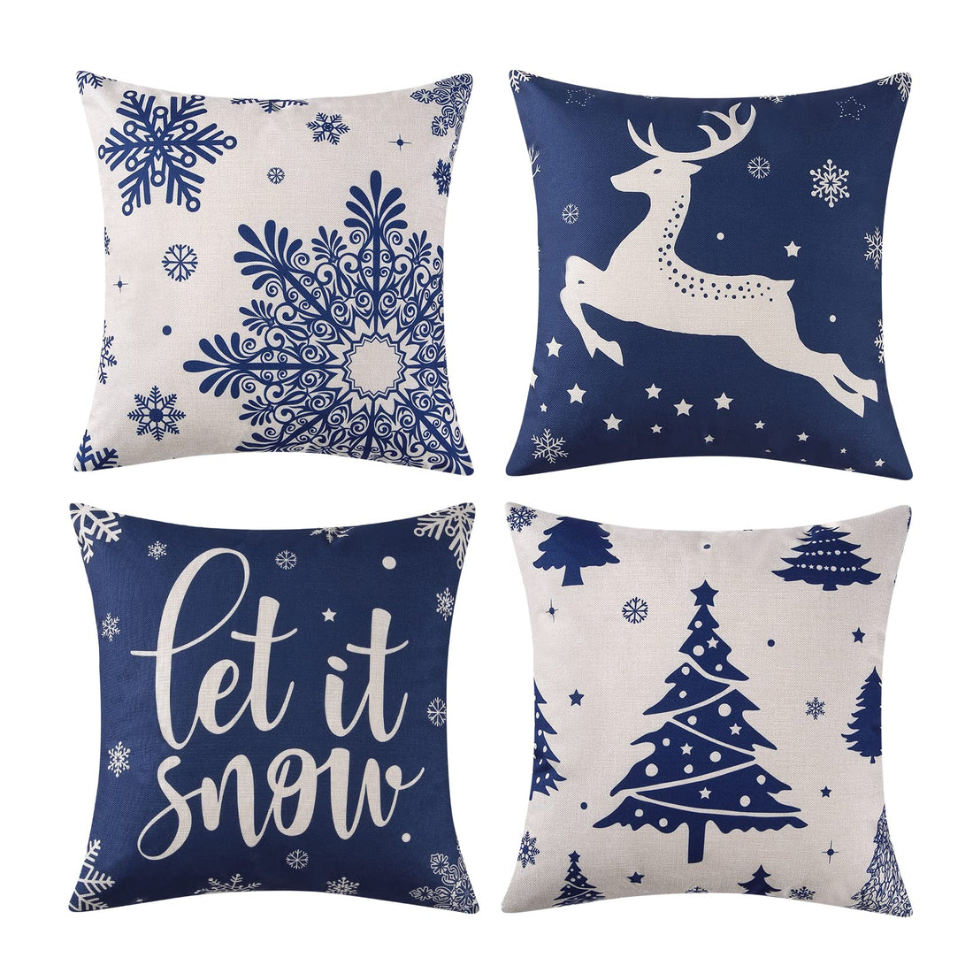 Garvee Taies d'Oreiller Federe per cuscini natalizi da 4 pezzi, 45x45 cm, in poliestere, morbide e traspiranti, per uso interno ed esterno, multicolore